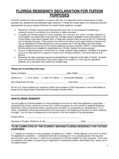 FLORIDA RESIDENCY DECLARATION FOR TUITION PURPOSES