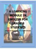 A LEARNING MODULE IN ENGLISH FOR GRADE 8 STUDENTS