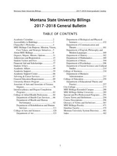 TABLE OF CONTENTS - MSU Billings