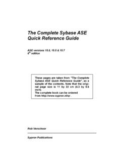 The Complete Sybase ASE Quick Reference Guide - sypron.nl