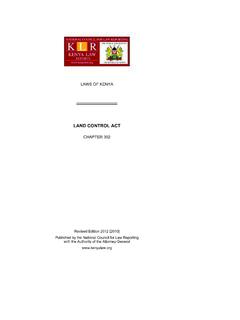LAND CONTROL ACT - Kenya Law Reports