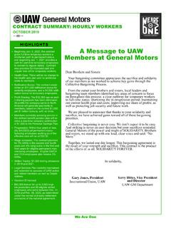 HIGHLIGHTS A Message to UAW Members at General Motors