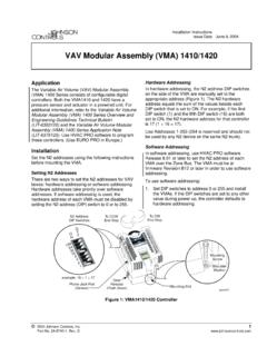 VAV Modular Assembly (VMA) 1410/1420 Installation …