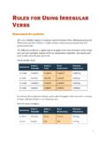 Rules for Using Irregular Verbs