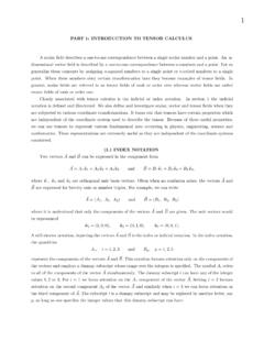 PART 1: INTRODUCTION TO TENSOR CALCULUS