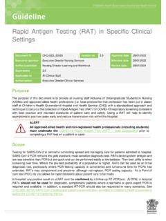 Rapid Antigen Testing (RAT) in Specific Clinical Settings