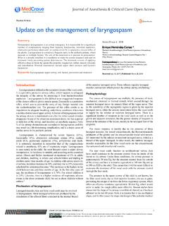 Update on the management of laryngospasm