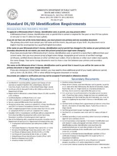 Standard DL/ID Identification Requirements - Minnesota