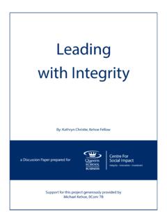 Leading with Integrity - Smith School of Business