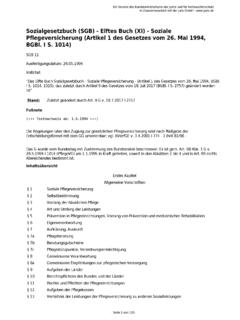 SGB 11 BGBl. I S. 1014) Pflegeversicherung (Artikel 1 …
