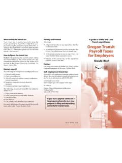 Oregon Transit Payroll Taxes for Employers, A guide to ...