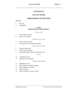 Sale of Goods Act - Bahamas Legislation