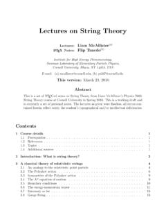 Lectures on String Theory - UCI Physics and Astronomy