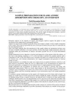 SAMPLE PREPARATION FOR FLAME ATOMIC …