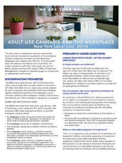 Adult Use Cannabis and the Workplace, New York Labor Law …