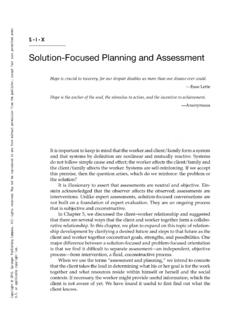 Solution-Focused Planning and Assessment