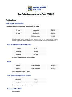 Fee Schedule - Academic Year 2017/18