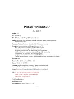 Package ‘RPostgreSQL’