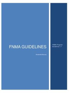 FNMA GUIDELINES FNMA Program Guidelines v