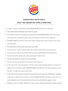 BURGER KING&#174; SOUTH AFRICA GUEST TRAC …