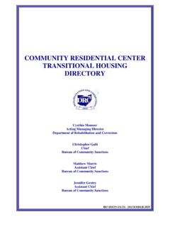 COMMUNITY RESIDENTIAL CENTER TRANSITIONAL …