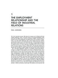 THE EMPLOYMENT RELATIONSHIP AND THE FIELD OF …