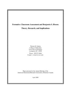 Formative Classroom Assessment and Benjamin S. Bloom ...
