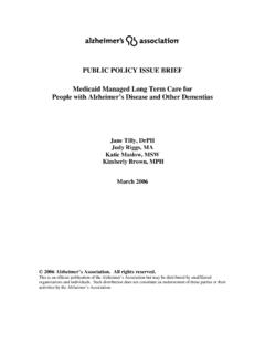 PUBLIC POLICY ISSUE BRIEF Medicaid Managed Long Term …