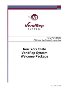 New York State VendRep System Welcome Package
