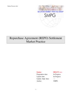 Repurchase Agreement (REPO) Settlement Market Practice