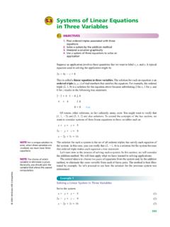 5.3 Systems of Linear Equations in Three Variables