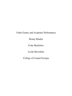 Video Games and Academic Performance Ronny Khadra …