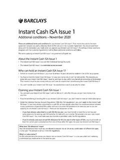 Instant Cash ISA Issue 1 - Barclays