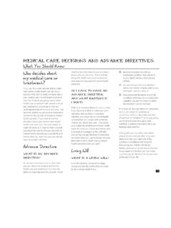 Medical Care Decisions and Advance Directives