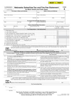Nebraska Sales/Use Tax and Tire Fee Statement for Motor ...