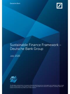 Sustainable Finance Framework – Deutsche Bank Group