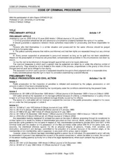 CODE OF CRIMINAL PROCEDURE - Legislationline