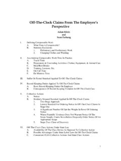 Off-The-Clock Claims from the Employee's …