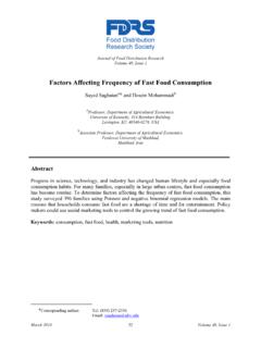 Factors Affecting Frequency of Fast Food Consumption