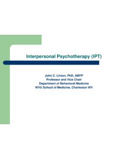 Interpersonal Therapy (IPT) - WV DHHR