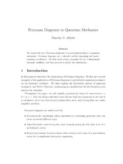 Feynman Diagrams in Quantum Mechanics