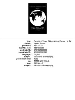 Swaziland World Bibliographical Series ; V. 24
