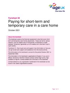 Paying for short-term and temporary care in a care home