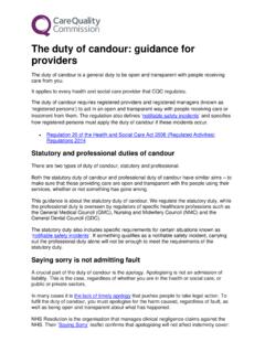 The duty of candour: guidance for providers