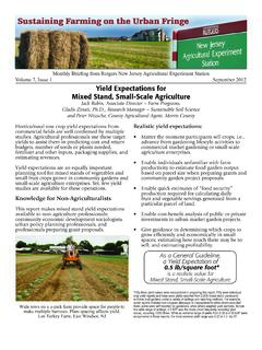 Yield Expectations for Mixed Stand, Small-Scale Agriculture