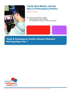 Youth, New Media, and the Rise of Participatory Politics