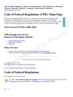 Code of Federal Regulations (CFR): Main Page