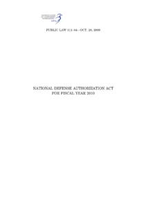 NATIONAL DEFENSE AUTHORIZATION ACT FOR …