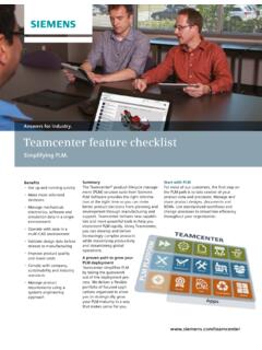 Teamcenter feature checklist - Provider of Siemens …