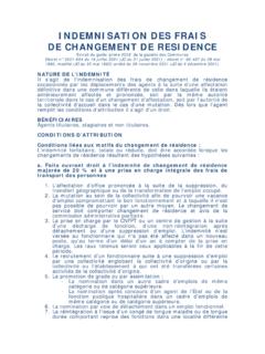 INDEMNISATION DES FRAIS CHGT DE RESIDENCE